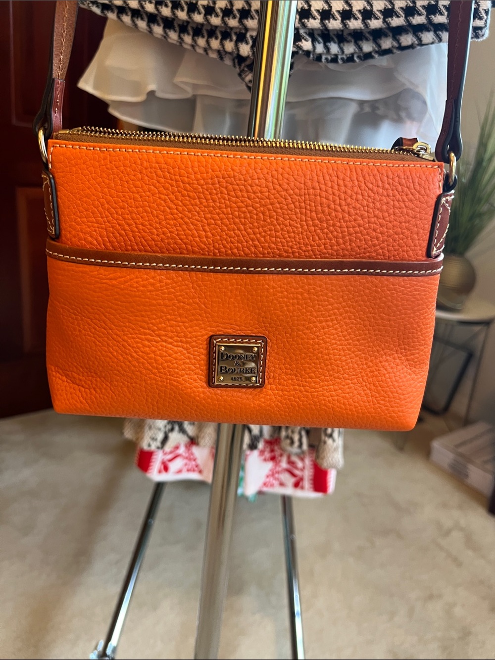 Dooney & Bourke Orange Pebble Leather Crossbody
